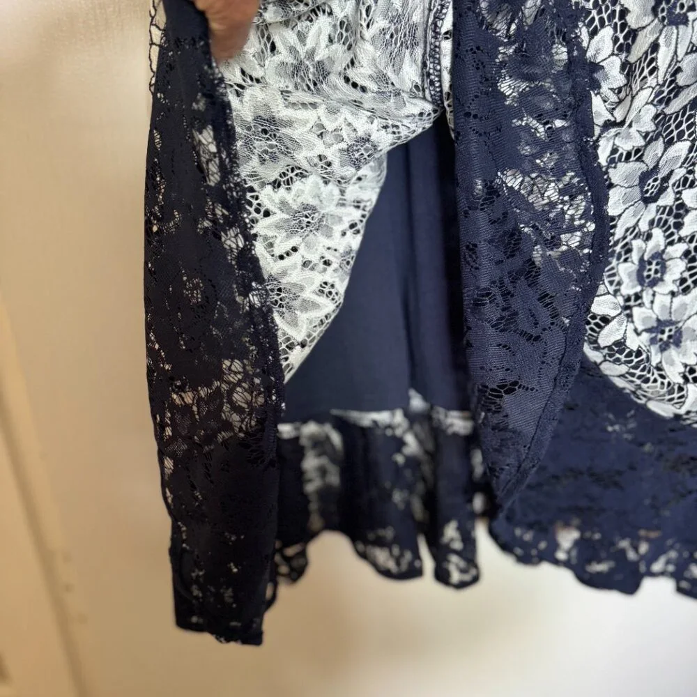 Danny & Nicole Womens Blue Lace Dress With Lining Size 14 NWT Sleeveless‎ sheer - Picture 12 of 16